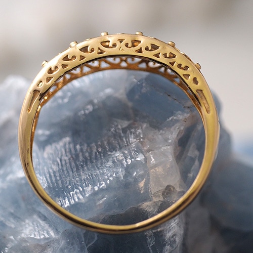 18金　スウェーデン　フィリグリ　5ダイヤモンド　リング（北欧　ビンテージジュエリー）