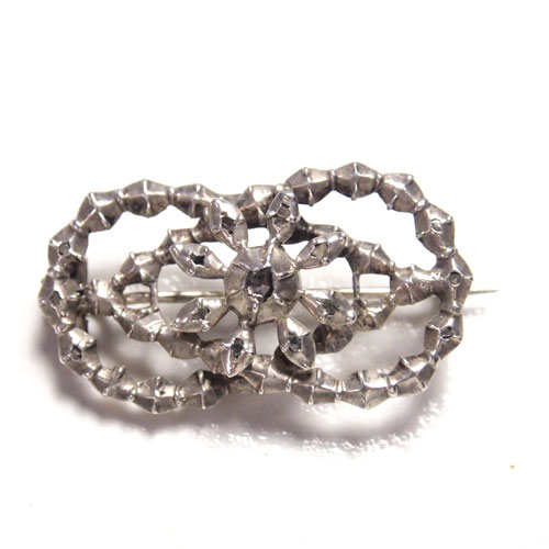 シルバー＆ローズカットダイヤモンド　ブローチ