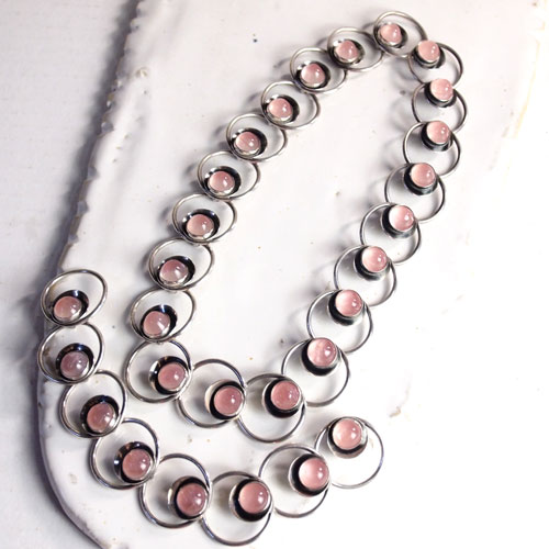 N.E.FROM (N.E.フロム）ローズクォーツ ドットネックレス＆ブレスレットセット