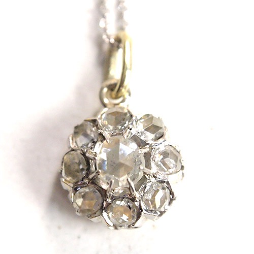 18金　ローズカットダイヤモンド　サークルペンダント