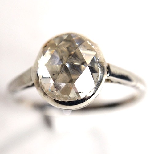 14金 ホワイトゴールド ローズカット ソリティアリング