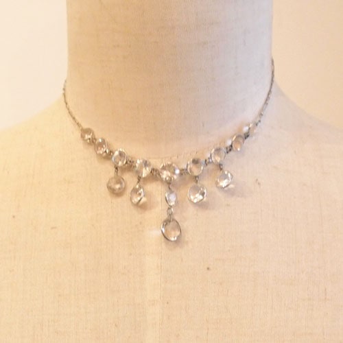 シルバー＆クリスタル　アールデコ　ネックレス