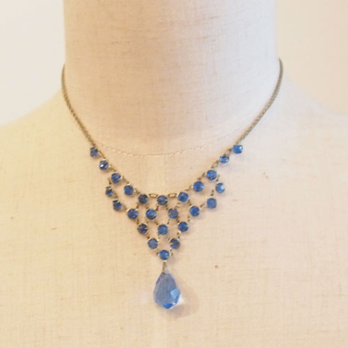 アールデコ　ブルークリスタル　ネックレス