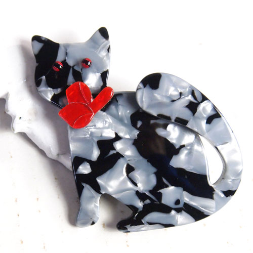 lea stein paris リアスタン　パリ　丸い猫（グレー）