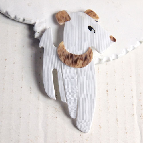 lea stein paris リアスタン　パリ 流し目ドッグ（ホワイト）