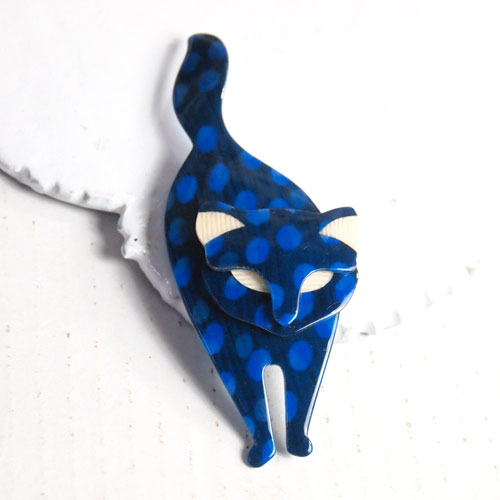 lea stein paris リアスタン　パリ スタンディングキャット（ブル－）