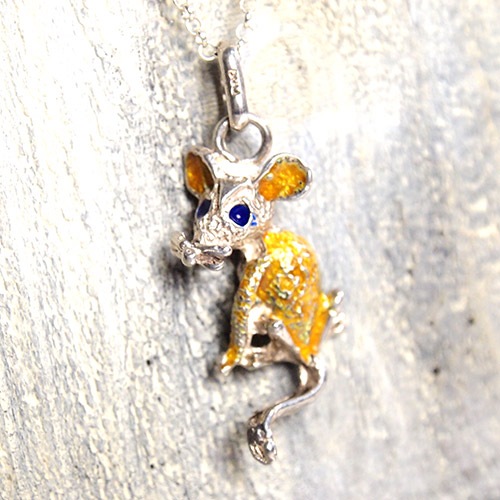 シルバー エナメル ねずみ ペンダント