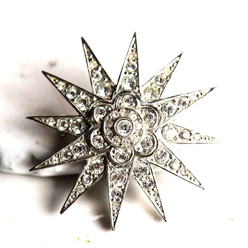メタル　クリスタルスター(12角星）ブローチ