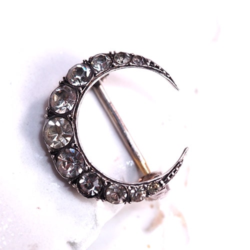 シルバー＆ペースト　ミニクレセント　ブローチ