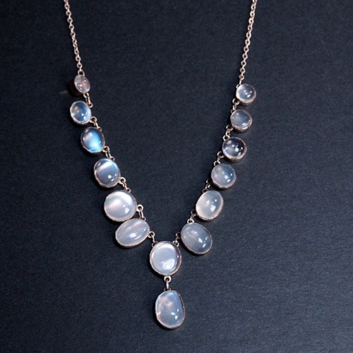 シルバー＆ブルームーンストーン　フリンジネックレス