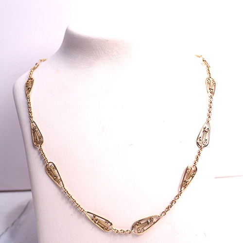 18金　フランス　フィリグリチェーンネックレス　50cm