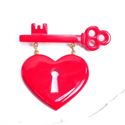 ガラリス　リメイク　ハート＆キー　ブローチ