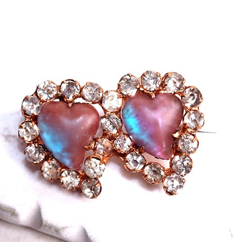 ダブルハート サフィレット ブローチ