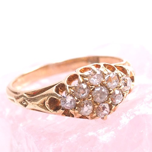 18金　ダイヤモンド　サイドマーキースリング （アンティークジュエリー）