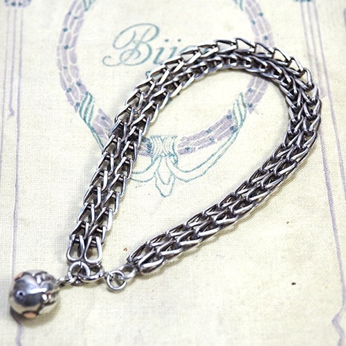 シルバー&ゴールド フレンチチェーン&ボール ブレスレット