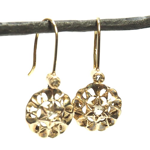 14金 ローズカットダイヤモンド スターピアス