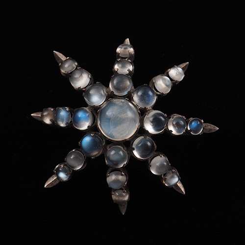 シルバー　ブルームーンストーン　ビッグスターブローチ