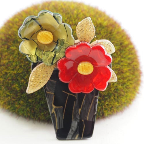 Lea Stein リアスタン フラワーポット ブローチ