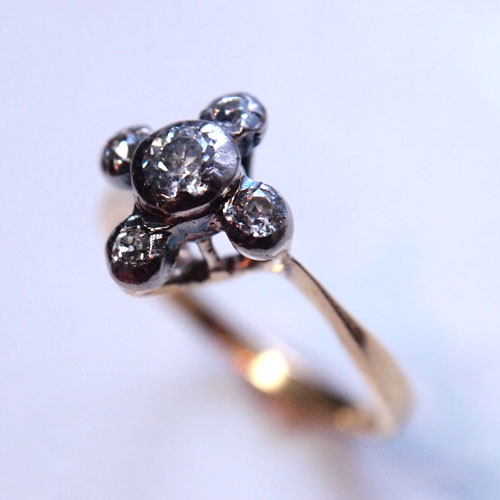 18金 オールドヨーロピアンダイヤモンド　クロスリング