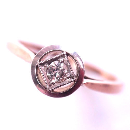 14金　ダイヤモンド　スクエアリング