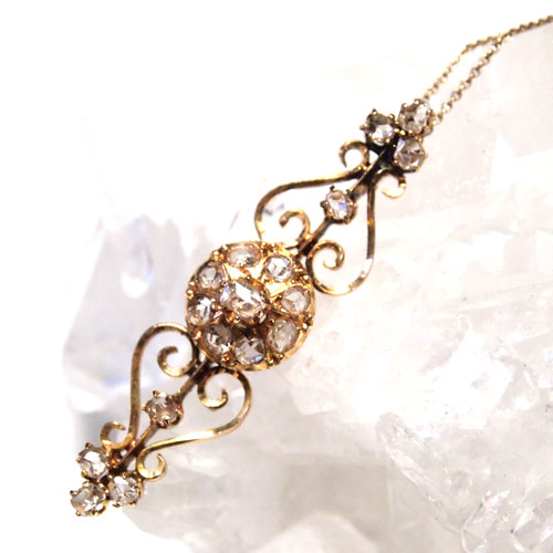 18金　ローズカットダイヤモンド　フレンチペンダント