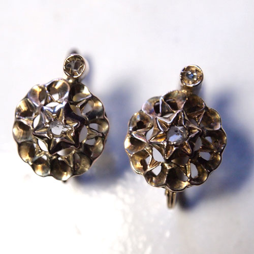 14金ローズカットダイヤモンド　スターピアス