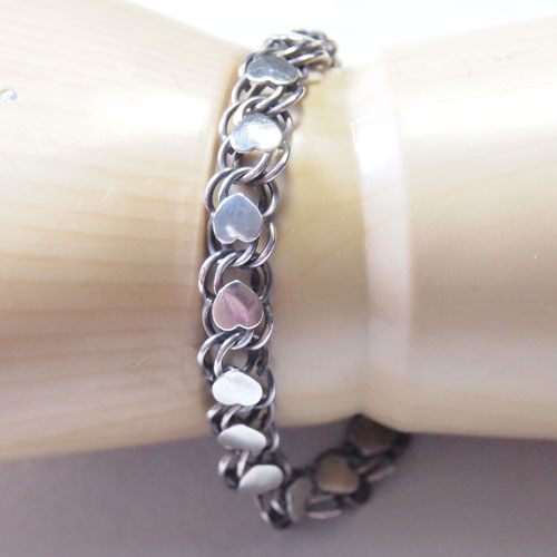 0-ハンドメイドチェーン　ハートシルバーブレスレット