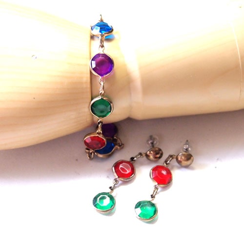 0-マルチカラールーサイト　ブレス＆ピアスセット