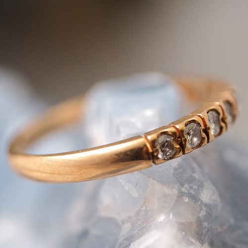 18金　フィンランド　ダイヤモンド　一文字リング　（北欧　ビンテージジュエリー）