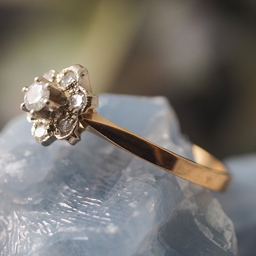 18金 フィンランド ダイヤモンド フラワーリング （北欧 ビンテージ