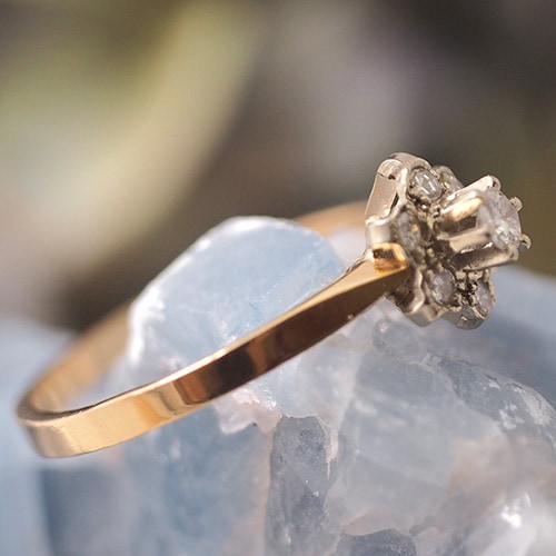 18金 フィンランド ダイヤモンド フラワーリング （北欧 ビンテージ