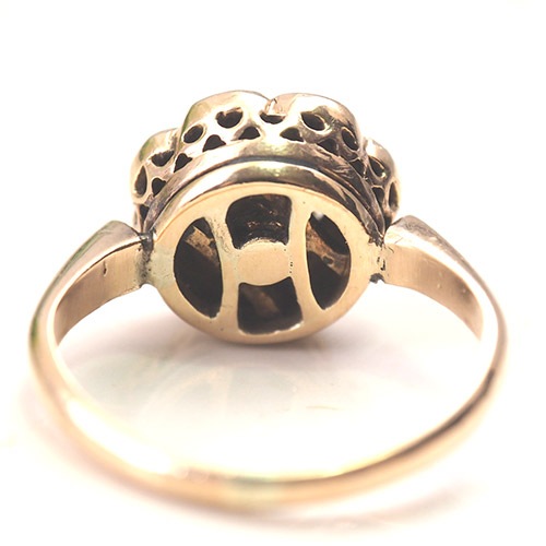 9金　ローズカットダイヤモンド クラスターリング(1.2cm)