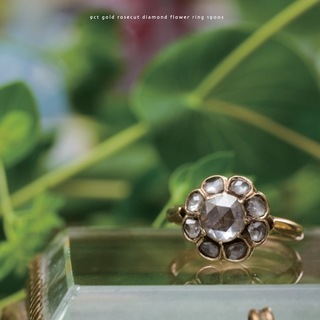 9金　ローズカットダイヤモンド クラスターリング(1.2cm)