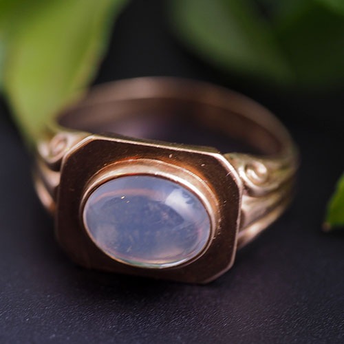 18金　スウェーデン　クォーツ　カクテルリング　（北欧　ビンテージジュエリー）