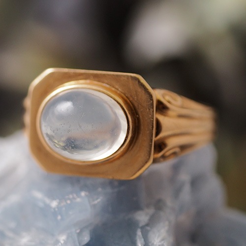 18金　スウェーデン　クォーツ　カクテルリング　（北欧　ビンテージジュエリー）