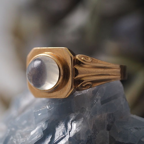 18金　スウェーデン　クォーツ　カクテルリング　（北欧　ビンテージジュエリー）