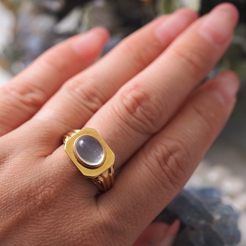 18金　スウェーデン　クォーツ　カクテルリング　（北欧　ビンテージジュエリー）