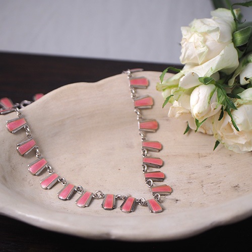 Volmer Bahner ヴォルナーバナー シルバー ピンクエナメル アールデコネックレス