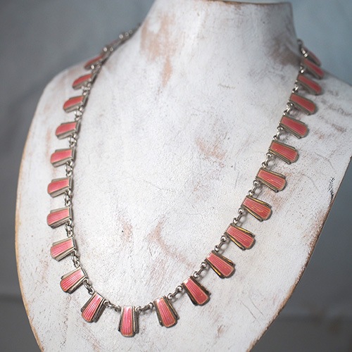 Volmer Bahner ヴォルナーバナー シルバー ピンクエナメル アールデコネックレス