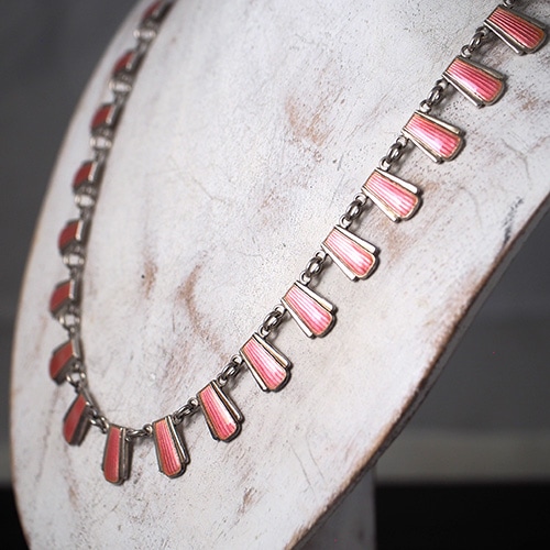 Volmer Bahner ヴォルナーバナー シルバー ピンクエナメル アールデコネックレス