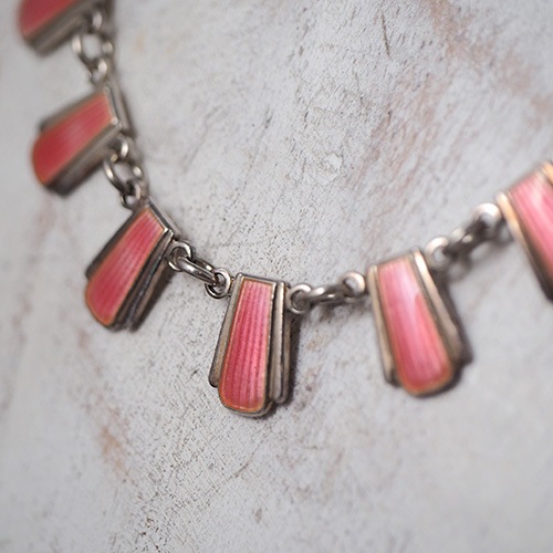 Volmer Bahner ヴォルナーバナー シルバー ピンクエナメル アールデコネックレス