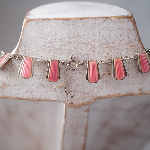 Volmer Bahner ヴォルナーバナー シルバー ピンクエナメル アールデコネックレス