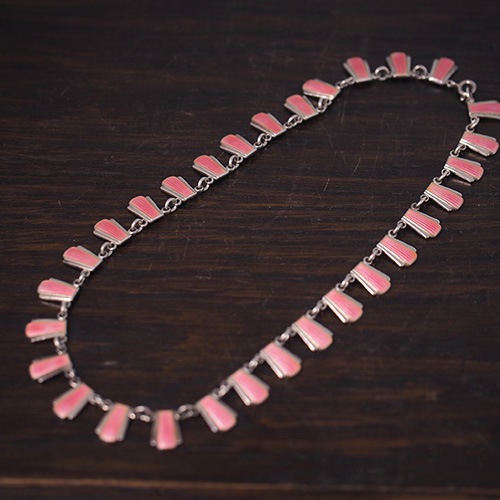 Volmer Bahner ヴォルナーバナー シルバー ピンクエナメル アールデコネックレス