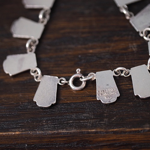 Volmer Bahner ヴォルナーバナー シルバー ピンクエナメル アールデコネックレス