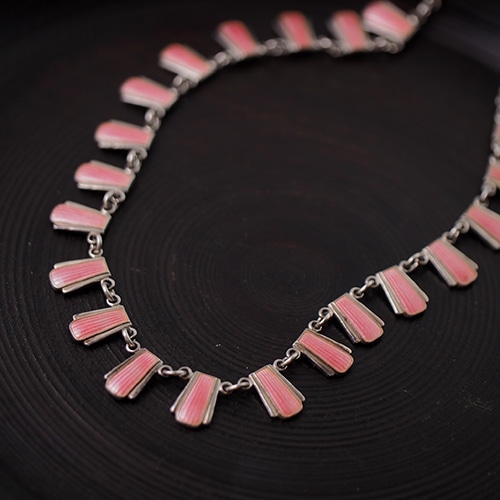 Volmer Bahner ヴォルナーバナー シルバー ピンクエナメル アールデコネックレス