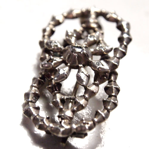 シルバー＆ローズカットダイヤモンド　ブローチ