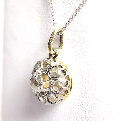 18金　ローズカットダイヤモンド　サークルペンダント
