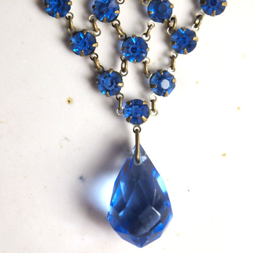 アールデコ　ブルークリスタル　ネックレス