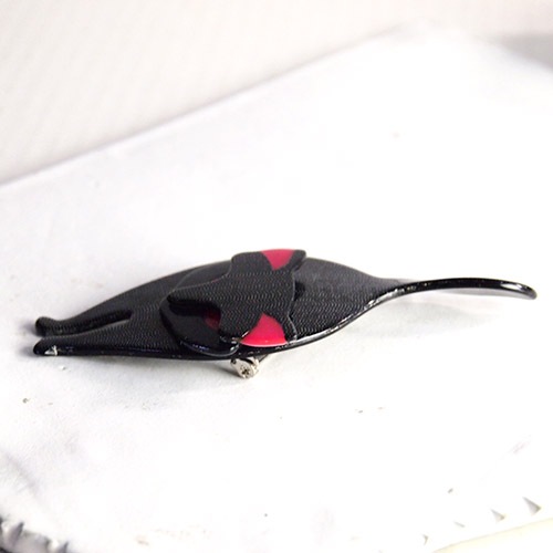 lea stein paris リアスタン　パリ スタンディングキャット（ダークグレー＆ピンク）