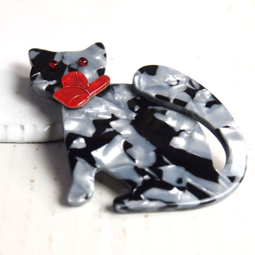 lea stein paris リアスタン　パリ　丸い猫（グレー）